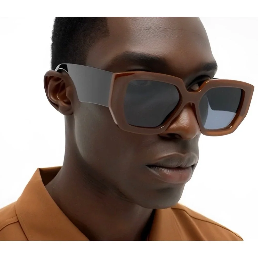 Mens Bold Oversized Square Sunglasses Cherry Frame Dark Lenses Fashion Designer‎